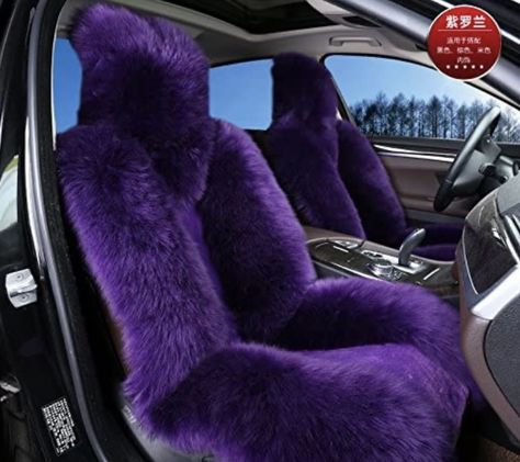 Purple Car Seat Covers, Purple Car Accessories, Purple Seat Covers, Car Necessities, Diy Seat Covers, Sheepskin Car Seat Covers, Car Front Seat, Cover Purple, Purple Car