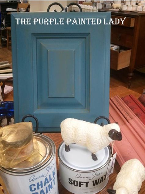 Differences Between Annie Sloan's “Blue” Chalk Paint® Colors | The ... Annie Sloan Chalk Paint Aubusson Blue, Purple Painted Lady, Paint Your Kitchen Cabinets, Aubusson Blue, Blue Cabinet, Blue Chalk Paint, Furniture Upcycling, Cup Storage, Chalk Paint Colors