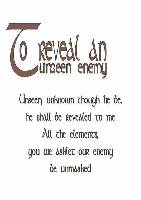 To reveal an unseen enemy Karma Spell, Witchcraft Spells For Beginners, Charmed Book Of Shadows, Spells For Beginners, Witchcraft Spells, Witchcraft Books, Wiccan Magic, Magic Spell Book, Grimoire Book