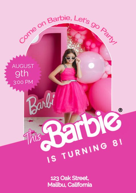 93 Free Templates for 'Barbie birthday party invitation template' Barbie 4th Birthday Invitations, Barbie Birthday Invites Invitation Ideas, Barbie Flyer Design, Barbie Theme Birthday Invitation, Barbie Invitations Birthday Templates, Free Barbie Invitation Templates, Barbie Party Invitations Template, Barbie Invitation Template Free Printable, Barbie Birthday Invite