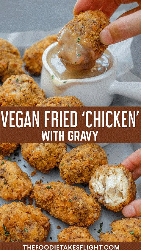 Vegan Tofu Chicken, Fried Chicken And Gravy, Chicken And Sauce, Tofu Fried, Vegan Meat Recipe, Chicken And Gravy, Vegan Fried Chicken, Seitan Recipes, Vegan Gravy