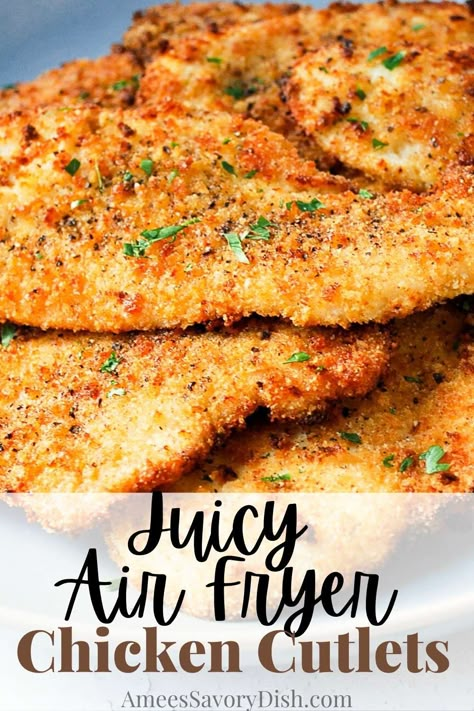 Breaded Cutlets, Air Fryer Chicken Cutlets, Fried Breaded Chicken, Baked Chicken Cutlets, Fried Chicken Cutlets, Breaded Chicken Recipes, Chicken Cutlet Recipes, Breaded Chicken Cutlets, Chicken Cutlet