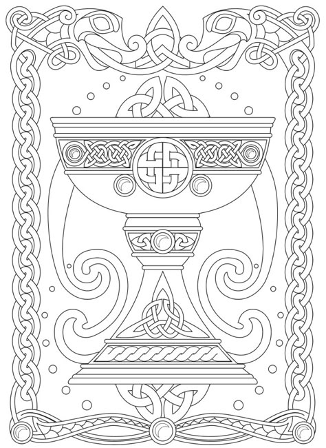 From: Creative Haven Celtic Fantasy Coloring Book Viking Coloring Pages, Celtic Coloring Pages, Fantasy Coloring Pages For Adults, Dover Coloring Pages, Celtic Knot Drawing, Celtic Coloring, Celtic Star, Witch Coloring Pages, Adult Coloring Designs