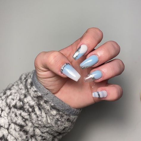 Libby’s Beauty Shed on Instagram: “Wintery, icey blue on my own nails ❄️✨☃️ #acrylicnails #newtechnician #nailsofinstagram #nails #bluenails #winter” Blue Nails, Acrylic Nails, Shed, Nails, Blue, Beauty, Instagram