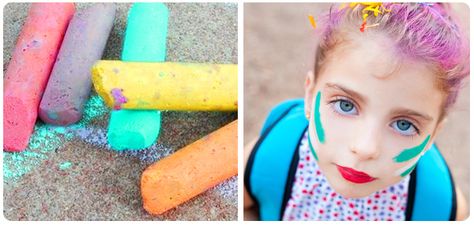 Color Hair with Sidewalk Chalk | Community Post: Crazy Hair Day Ideas Halloween Hair Dye, Chalk Hair, Diy Sidewalk, Kids Hair Color, Drawing Trees, Hair Dyed, Diy Hair Color, Easy Hairdos, Wacky Hair Days