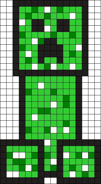 Perler Bead Creeper, Minecraft Pony Bead Patterns, Hama Minecraft, Minecraft Beads, Minecraft Pattern, Perler Bead Mario, Kandi Cuffs, Pokemon Craft, Melty Bead Patterns