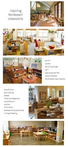 Inspiring Montessori Classrooms on how we Montessori Montessori Space, Nursery Setup, Preschool Portfolio, Teaching Styles, Preschool Classrooms, Eyfs Ideas, Blocks Preschool, Montessori Environment, Montessori Room