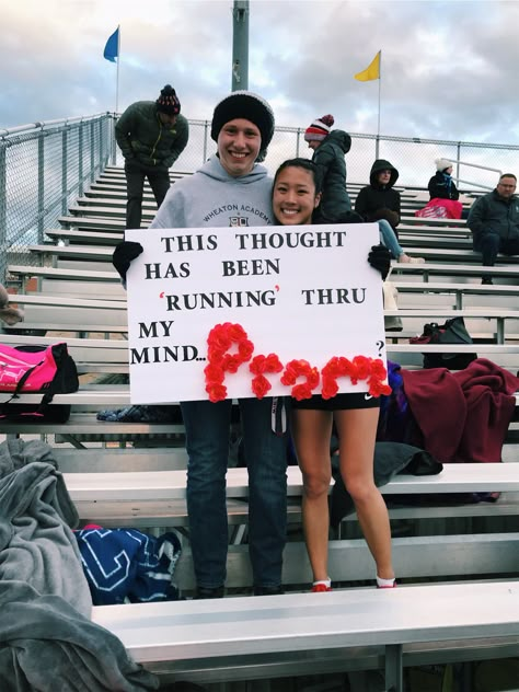 Xc Dance Proposal, Cross Country Prom Proposal, Runner Hoco Proposals, Hoco Proposals Ideas Runner, Hoco Signs For Runners, Running Homecoming Proposal, Xc Hoco Posters, Cross Country Hoco Signs, Runner Promposal