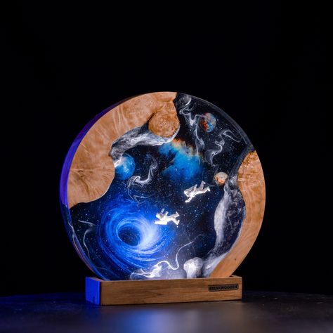 Space Resin, Resin Wood Art, Epoxy Resin Lamp, Epoxy Lamp, Interstellar Space, Epoxy Wood Table, Resin Lamp, Unique Lamp, Human Spirit