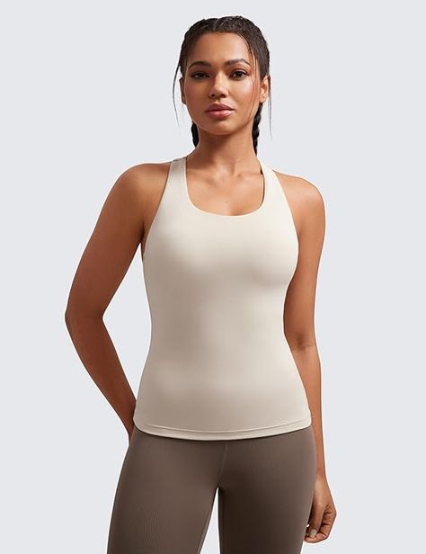 Amazon.com: CRZ YOGA Butterluxe Workout Tank Tops for Women Built in Shelf Bras Padded - Racerback Athletic Spandex Yoga Camisole Mojave Tan Medium : Clothing, Shoes & Jewelry Tops Amazon, Crz Yoga, Yoga Tank Top, Built In Shelf, Yoga Tank, Yoga Tank Tops, Built In Shelves, Yoga Tops, Workout Tanks