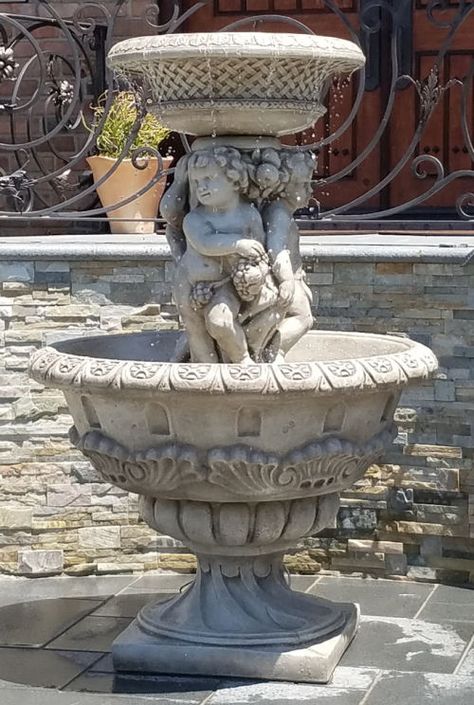 Cherub Fountain, Underwater Led Lights, Bronze Statues Sculpture, Modern Fountain, Memorial Statues, Life Size Statues, Fountain Feature, Water Fountains Outdoor, Religious Wall Decor