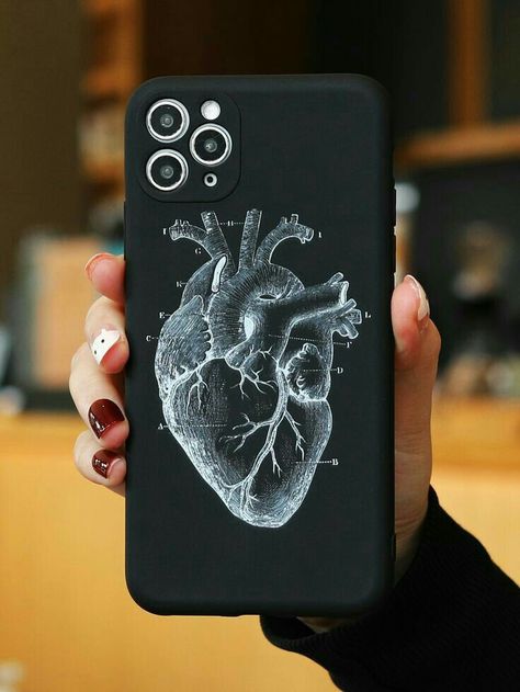 Skeleton Pattern, Diy Phone Case Design, Creative Iphone Case, Pretty Phone Cases, Human Heart, Stylish Phone Case, Print Phone Case, Clear Phone Case, Diy Phone