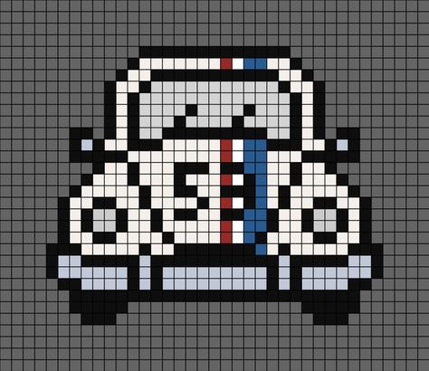 A pixel art template of a Volkswagen Beetle, themed as Herbie. Volkswagen Perler Beads, Pixel Art Pattern Easy Free Crochet, Pixel Grid Ideas, Car Pixel Art, Graph Paper Drawings, Easy Pixel Art, Felted Wool Crafts, Pixel Art Templates, Cool Car Drawings