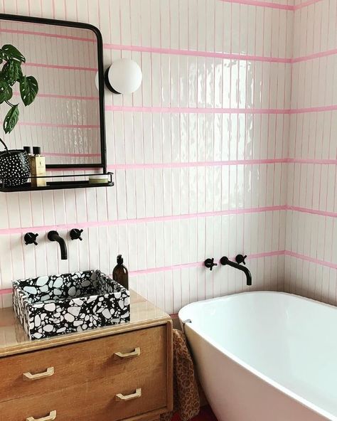 Pink Grout, Hale House, Bathroom Plans, Bad Inspiration, Bathroom Redo, Bathroom Inspo, Maximalism, Half Bath, Bathroom Renos