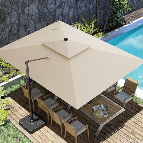 Amazon.com : ZLACUIU 10x13FT Cantilever Outdoor Patio Umbrellas, Double Top Large Rectangle Umbrella, Heavy Duty 360° Rotation Offset Outdoor Sun Shade Umbrella for Garden Deck Pool Backyard, Navy Blue : Patio, Lawn & Garden Deck Pool, Cantilever Patio Umbrella, Pool Backyard, Garden Deck, Offset Umbrella, Shade Umbrellas, Garden Umbrella, Outdoor Sun Shade, Deck Garden