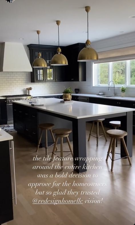 Long Kitchen Islands With Seating, Kitchen Eat In Island, Kitchen Island Black Countertops, Large U Shaped Kitchen With Island, Dark Island White Cabinets, Kitchen Island Dining Table Combo, Kitchen Island Table Combo, Large Kitchen Island With Seating, Table In Kitchen