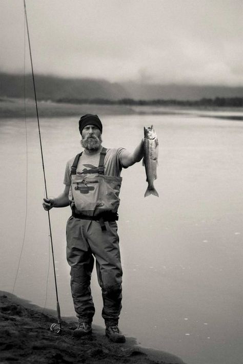 Body Of Water, Fishing Pole, A Man, Fishing, Fish, Water