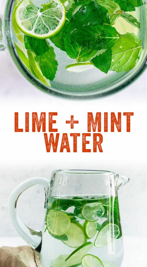 The perfect easy and healthy drink, this lime water recipe with mint looks beautiful and tastes extraordinarily refreshing. #water #limewater #lime #entertaining #party #healthy #drink Lemon Water Detox Recipe, Lime Water Recipe, Lime Infused Water, Lemon Water Health Benefits, Mint Drink, Fruit Infused Water Recipes, Flavored Water Recipes, A Couple Cooks, Hot Lemon Water