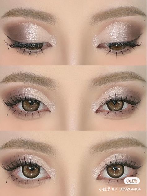 Double Eyelid Makeup, Eyelid Makeup, Makeup For Round Eyes, Glam Eye Makeup, Ball Makeup, Douyin Makeup, Learn Makeup, Beginners Eye Makeup, Doll Eye Makeup