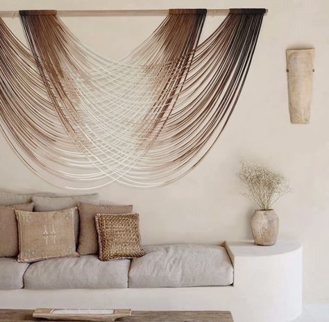 Flber Macrame Wall Hanging Brown Boho Wall Decor Large Boho Yarn Tapestry Living Room Bedroom Home Wall Decor 59" W x 35" L Macrame Wall Hanging Large, Yarn Tapestry, Boho Yarn, Hanging Bedroom, Fiber Wall Art, Boho Tapestry, Macrame Wall Decor, Large Macrame Wall Hanging, Dip Dyed