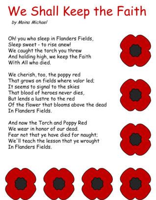 poem:  We Shall Keep the Faith Anzac Day Quotes, Remembrance Day Poems, Remembrance Day Quotes, Remembrance Day Activities, Poppy Day, Remembrance Day Art, Veterans Day Activities, Poppy Craft, Remembrance Day Poppy