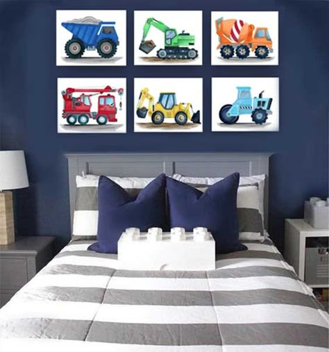 Construction truck wall decor construction art prints for boy | Etsy Boys Truck Bedroom, Truck Theme Room, Construction Bedroom, Truck Room, Construction Art, Toddler Boy Room Decor, Boy Toddler Bedroom, Big Boy Bedrooms, Toddler Bedroom