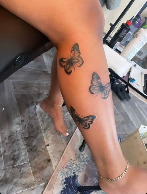 Fye Tattoos, Butterfly Leg Tattoos, Calf Tattoos For Women, Cute Tattoos On Wrist, Hand Tattoos For Girls, Cute Hand Tattoos, Pretty Hand Tattoos, Butterfly Tattoos For Women, Neck Tattoos Women