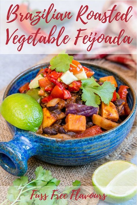 The Feijoada is a classic Brazilian soul dish with a tasty twist. Packed full of hearty and juicy vegetables, it’s the perfect healthy mid-week meal to share with friends and family. Gluten Free, Vegetarian and Vegan if you do not use the sour cream. #brazil #vegetarian #recipe #vegetables #vegan  via @fussfreeflavour Brazilian Vegetarian Recipes, Brazilian Vegetable Side Dishes, Vegan Brazilian Recipes, Brazilian Meals, Brazilian Side Dishes, Brazilian Food Recipes, Brazilian Party, Feijoada Recipe, Recipe Vegetables