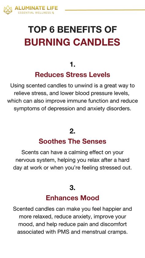 Discover the incredible benefits of burning candles! Reduce stress levels, boost mood, and improve memory with soothing scents. Enhance your overall health and create a calming ritual. #AluminateLife #CandleBenefits #StressRelief #MoodEnhancement #MemoryBoost #HealthyHabits #SelfCare Benefits Of Candles, Forever Mood Candles, Benefits Of Scented Candles, Candles Benefits, Candle Benefits, Candle Instagram, Candle Tips, Hygge Box, Calming Rituals