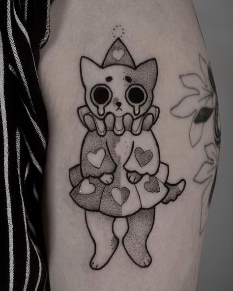 Clown Kitty, Clown Tattoo, Mushroom Tattoos, Cute Little Tattoos, Tattoo Apprentice, A Clown, Little Tattoos, Simplistic Tattoos, Anime Tattoos