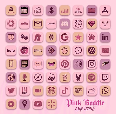 Pink Baddie Aesthetic App Icons Baddie App Icons, Aesthetic App Widgets, Custom Icons Aesthetic, Baddie Icons, Icons Aesthetic Apps, Pink Baddie Aesthetic, Pink Icons Aesthetic, App Icons Pink, All Apps Icon