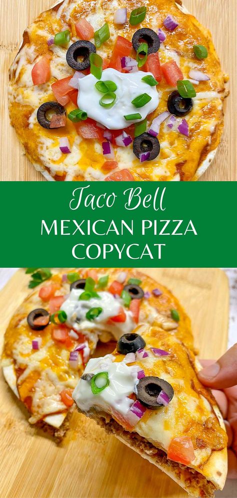 Mexican Pizza (Taco Bell Copycat Recipe) Mexican Pizza Taco Bell Copycat, Mexican Pizza Taco Bell, Taco Bell Copycat, Pizza Taco, Mexican Pizza Recipe, Taco Bell Mexican Pizza, Mexican Pizza, Better Than Takeout, Copykat Recipes