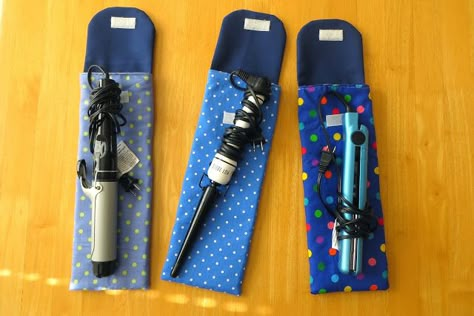 DIY Curling Iron Covers Curling Iron Cover Pattern, Curling Iron Holder Diy, Curling Iron Holder, Straighten Iron, Ironing Board Covers, Sewing 101, Sewing Machine Projects, Curling Iron, Diy Holder