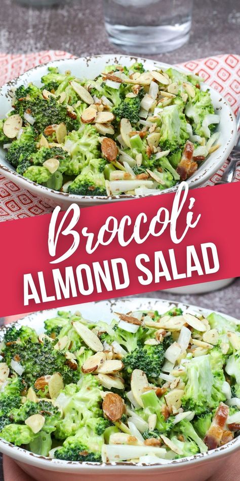 Broccoli Almond Salad, Broccoli Salad With Almonds, Almond Salad, Broccoli Salad Bacon, Delicious Slow Cooker Recipes, Broccoli Salad Recipe, Tossed Salad, Broccoli Salad, Fun Easy Recipes