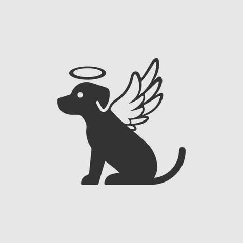 Dog With Angel Wings Drawing, Dog Angel Drawing, Angel Dog Drawing, Dog With Wings Tattoo, Dog Drawings Simple, Dog Angel Tattoo, Cute Dog Drawings, Dog With Angel Wings, Dog In Heaven