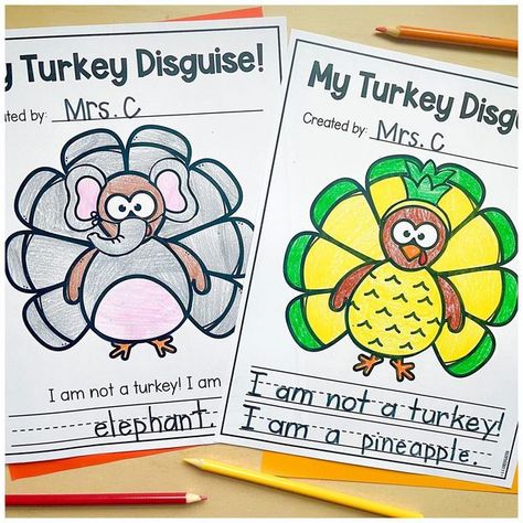 Hidden Turkey, Turkeys In Disguise, Turkey Writing, Turkey In Disguise, Disguise A Turkey, Turkey Activity, Turkey Disguise Project, Turkey Project, Preschool Room