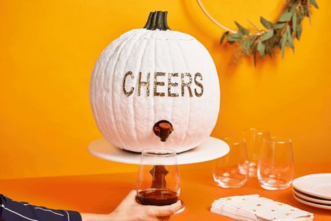 Pumpkin Wine Dispenser, Wine Pumpkin, Pumpkin Wine, Wine Ideas, Thanksgiving 2022, Alcohol Dispenser, Pumpkin Drinks, Fall Parties, Wine Dispenser