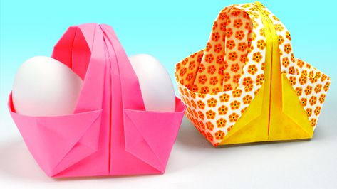 I show how to make a beautiful origami basket out of paper without glue. Easy Easter Crafts Tutorial. DIY Simple paper basket from A4. #basket #Easter #easterdecor #paperbasket #origamibasket #origami #origamipaper #origamiart #papercraft #papercrafting #papercrafts #diy #handmade Origami Easter Basket, Origami Basket Easy, Basket Out Of Paper, Diy Paper Basket, Origami Basket, Beautiful Origami, Crafts Unique, Basket Making, Basket Crafts