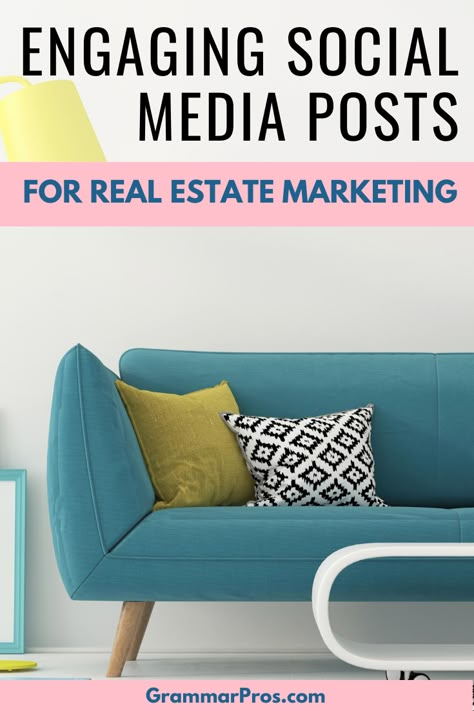 8 simple ideas for marketing real estate on social media that will generate engagement. From real estate Facebook posts to real estate posts for Instagram, we've got you covered. Real estate marketing ideas you'll love! #socialmediaforrealestate #grammarpros #realestatemarketingplan #instagramforrealestateagents #facebookforrealestateagents #instagramforrealestate #facebookforrealestate Real Estate Facebook Posts Ideas, Real Estate Posts For Facebook, Social Media Posts Ideas, Realtor Advertising, Real Estate Marketing Quotes, Social Media Campaign Design, Real Estate Marketing Plan, Social Media Post Ideas, Mortgage Marketing