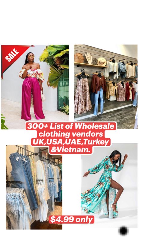 Unlock the ultimate resource for your fashion business! 🌟 Discover a comprehensive list of over 300 vetted clothing wholesalers from the USA, UK, Turkey, UAE, and Vietnam. Perfect for boutique owners and drop shippers. With 10+ years of industry experience, I’ve curated this list to help you source high-quality products effortlessly. Click the link to get started and elevate your inventory today! 🛍️✨ #ClothingWholesalers #FashionBusiness #BoutiqueOwner #DropShipping #Ecommerce #FashionEntrepreneur #SmallBusiness Wholesale Clothing Vendors, Clothing Vendors, Entrepreneur Fashion, Boutique Owner, Fashion Business, Drop Shipping, Wholesale Clothing, Business Fashion, World Of Fashion