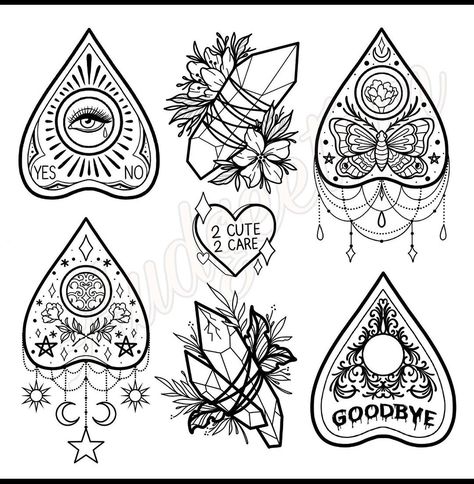 Planchette Tattoo, Skull Tattoo Ideas, Witch Tattoo, Spooky Tattoos, Geniale Tattoos, Tattoos Art, Tattoo Art Drawings, Tattoo Flash Art, Art Tattoos