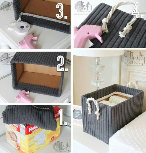 Cute Storage Boxes, Carton Diy, Cute Storage, Diy Hanging Shelves, Diy Storage Boxes, Old Boxes, Diy Cardboard, Old Clothes, Décor Diy