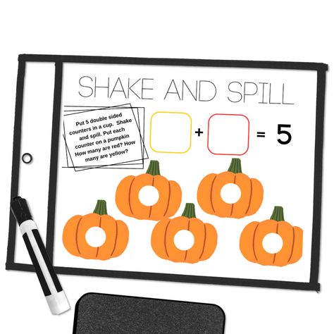 Fall themed shake and spill mats perfect for little learners. Different design for each number 1-10. FREE download Shake And Spill, Addition Facts, Fall Theme, Small Group, A Pumpkin, Autumn Theme, Small Groups, Number 1, Free Printables