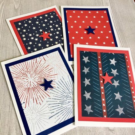 Cards For Veterans, Veterans Day Cards, Patriotic Cards, Blue Cards, Military Cards, 4th July Crafts, Personalized Stationery Set, White Cards, Wet Felting Projects