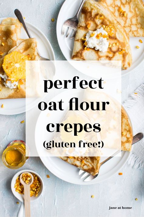 Oatmeal Crepes Recipes, Healthy Crepes Recipe, Rice Flour Crepes Recipe, Gf Crepes, Gluten Free Crepe, Oat Crepes, Oatmeal Crepes, Oat Crepes Healthy, Oat Flour Crepes Recipe