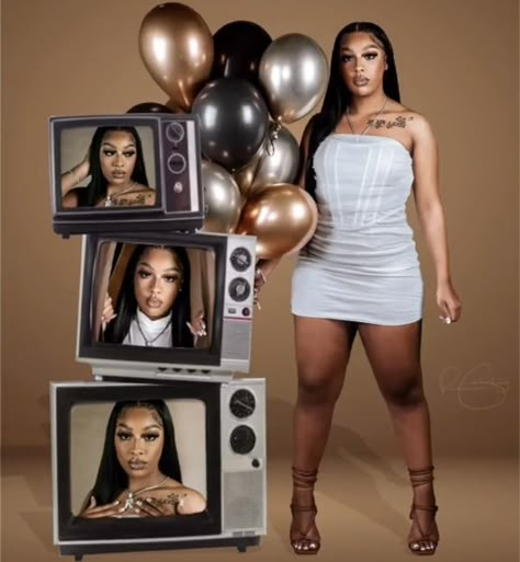 21st Birthday Photoshoot Scorpio, Tv Photoshoot Ideas, Girly Birthday Photoshoot Ideas, Birthday Photoshoot Plus Size, Libra Photoshoot Ideas Black Women, Plus Size Photo Shoot Ideas Birthday, Virgo Birthday Photoshoot, Birthday Photoshoot Ideas Plus Size, Plus Size Birthday Photoshoot