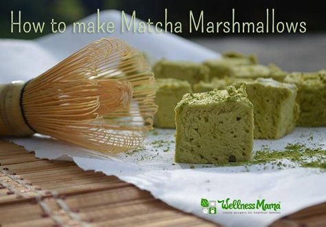 These delicious Matcha Marshmallows use real food ingredients of honey, gelatin… Marshmallows No Corn Syrup, Healthy Marshmallow Recipe, Healthy Marshmallows, Make Matcha, How To Make Matcha, How To Make Marshmallows, Matcha Tea Powder, Wellness Mama, Natural Food Coloring