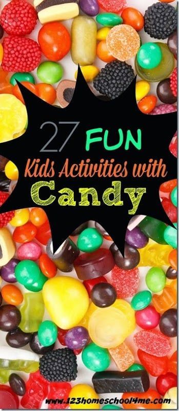 Do you have a lot of leftover Halloween, Christmas, Easter, or Birthday Candy? Here are 27 really fun candy activities for kids of all ages from toddler, preschool, pre k, kindergarten, first grade, 2nd grade, and 3rd grade students. Using colorful, yummy, and engaging leftover candy you can use these fun kids activities to sneak ins some fun candy math, candy science, candy art, and more! Candy Activities For Kids, Kids Candy Crafts, Candy Activities, Candy Science Experiments, Candy Math, Candy Experiments, Candy Science, 123 Homeschool 4 Me, Kids Science Experiments