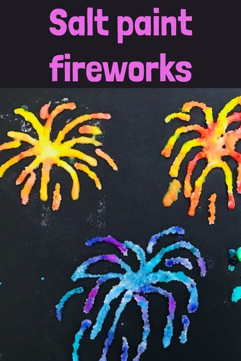 Salt paint firework pictures. Salt painting is so much fun and produces some beautiful, vibrant pictures. It’s a perfect technique for making fab firework pictures and makes a great bonfire night craft for kids! The perfect firework craft for kids this November. #saltpaintfireworks #bonfirenight #bonfirenightcraft #bonfirenightcraftforkids #fireworkcraft Firework Pictures, Bonfire Night Activities, Bonfire Night Crafts, Fireworks Craft For Kids, How To Make Fireworks, How To Draw Fireworks, Diwali Fireworks, O Block, Firework Painting