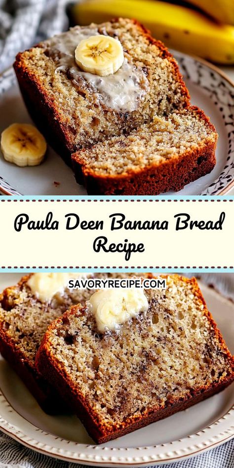 Craving a moist, flavorful banana bread that warms the heart? This Paula Deen Banana Bread Recipe brings Southern charm to your kitchen! Enjoy the delicious taste and perfect texture any time. Don't forget to save this recipe for your next baking adventure! Easy Bannana Bread, Banana Bread Recipe One Egg, Panera Banana Bread Recipe, 2 Banana Bread Recipe Easy, Banana Bread Paula Deen, Banana Bread With Three Bananas, Bakery Style Banana Bread, Joys Easy Banana Bread, Banana Bread Recipe Trisha Yearwood